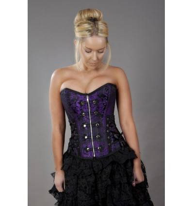 Rock overbust corset with studs in gold king brocade