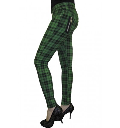 Pantalón mujer cuadros verdes y negros
