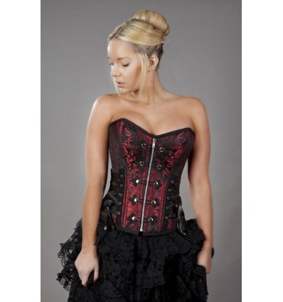 Corset brocado rojo ROCK con cremallera