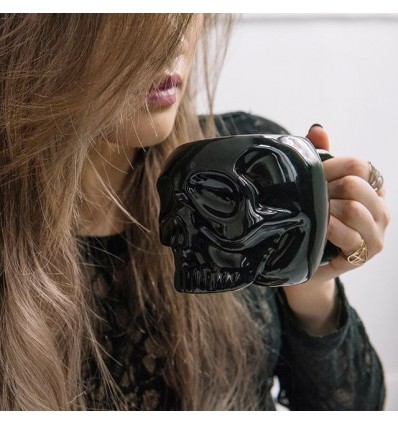 Taza cerámica negra CALAVERA , Killstar