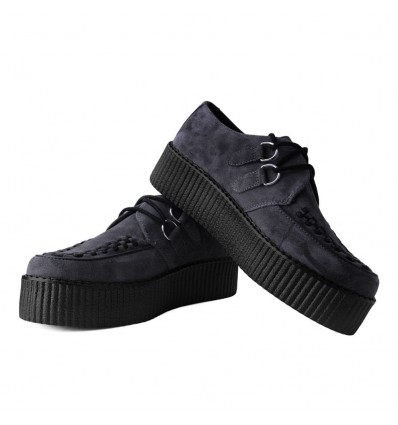 T.U.K. Shoes Charcoal Suede With Black Interlace Viva High Sole Creeper