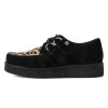 T.U.K. Black Suede And Leopard Viva Flex Ultra Low Sole Creeper