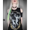 Black gothic T-shirt succubus LAS FURIAS COLD SHOULDER