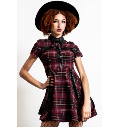 Menace Collar Dress [BLOOD TARTAN]