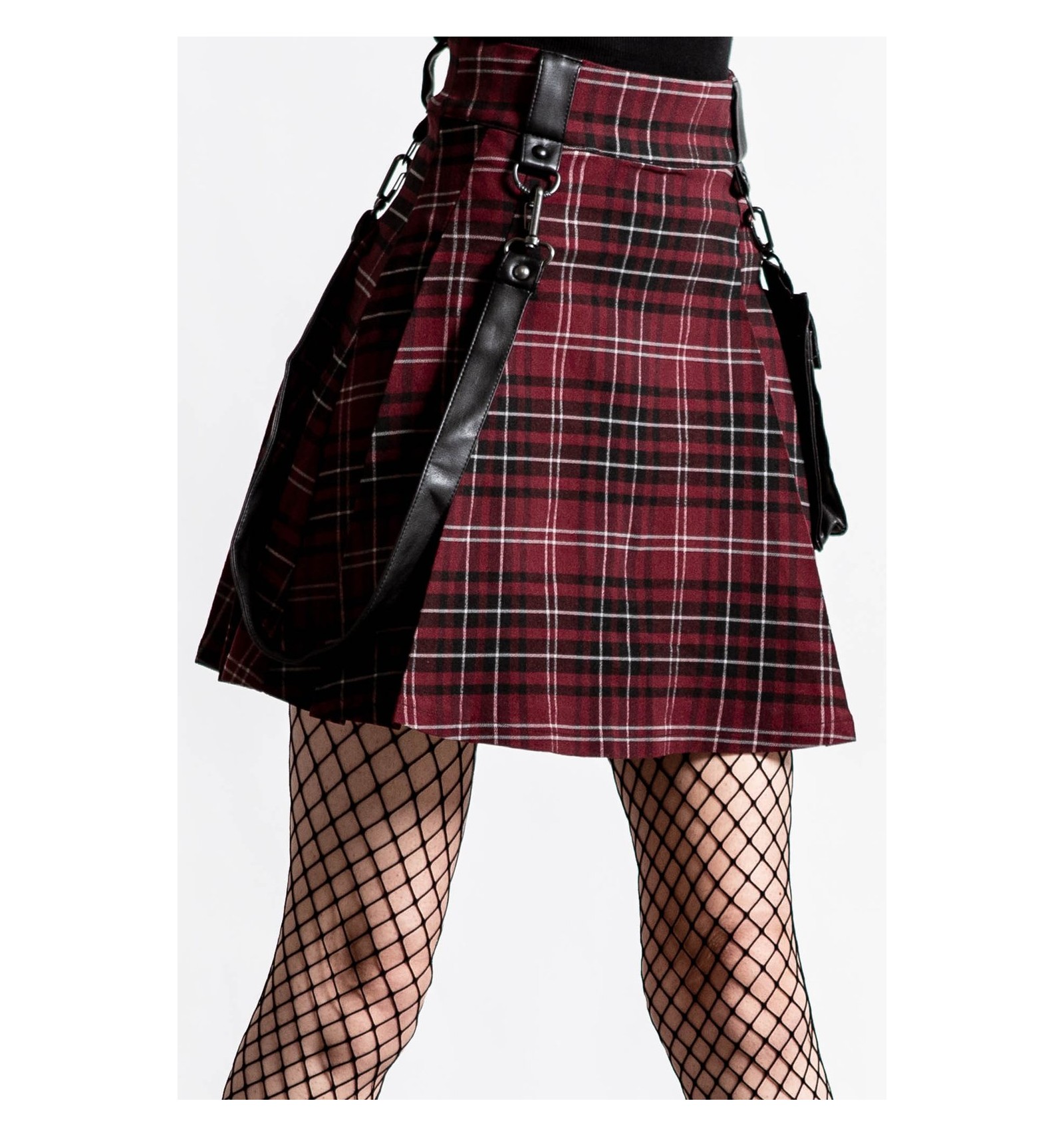 Falda plisada GUNNER, escocesa roja - Gothic-Zone