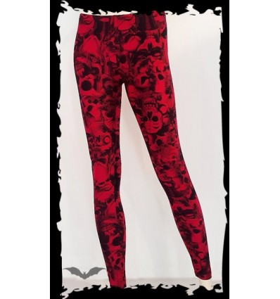 Leggings mujer rojo calaveras