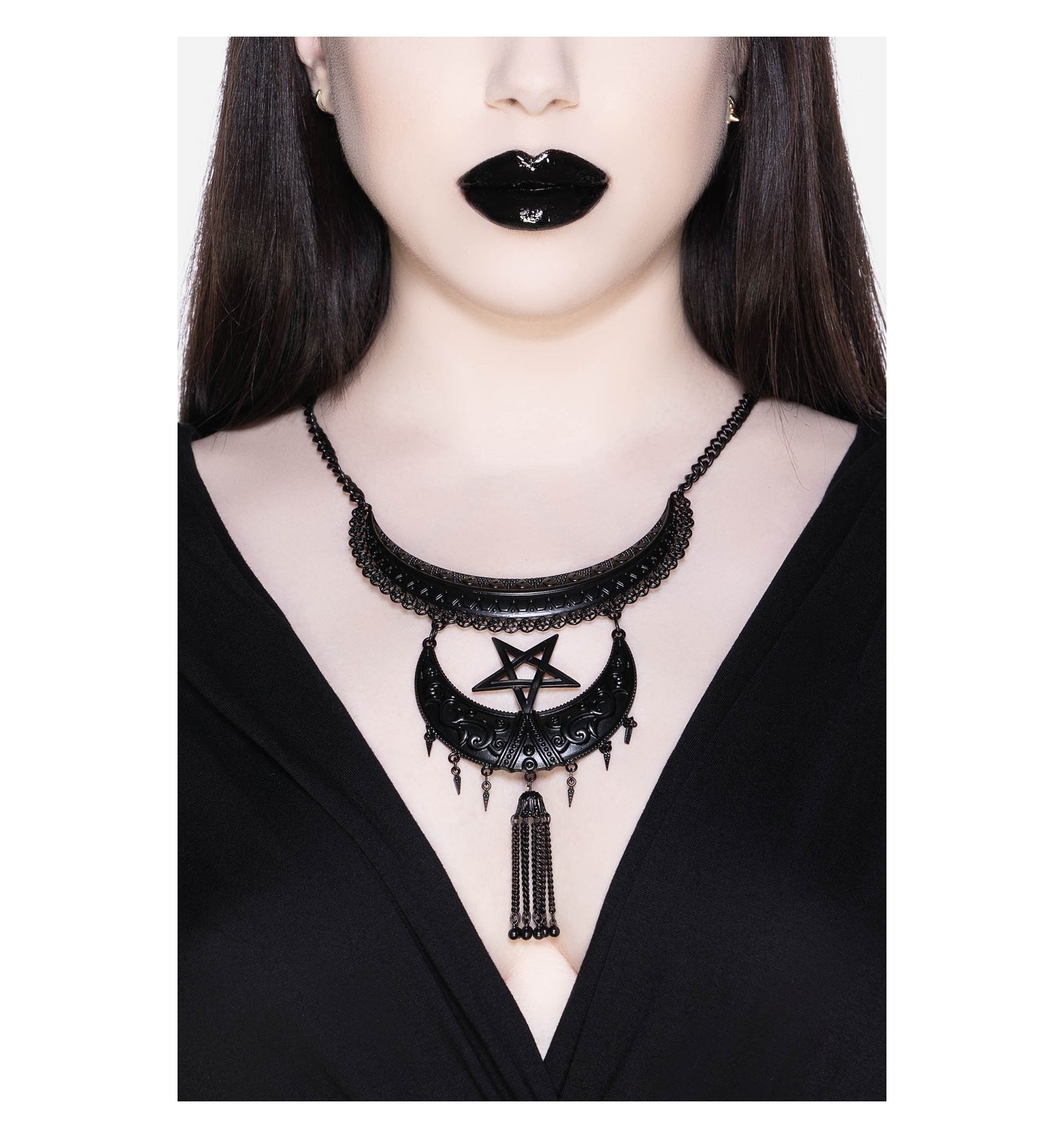 Black and Red 'Cyrielle' Goth Gem Necklace by Punk Rave • the dark store™