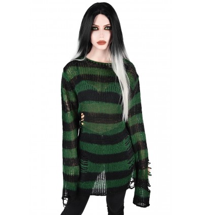 Jersey unisex punto rayas verdes y negras Absinthe, Killstar