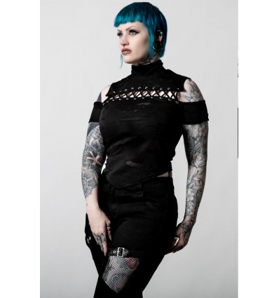 Top red `Crash Curse Crop Top´ , Killstar