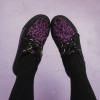 T.U.K. Shoes Black Canvas & Purple Leopard Vegan Fur Creeper Sneaker