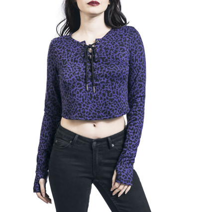 Crop top rayas moradas y negras con cortes