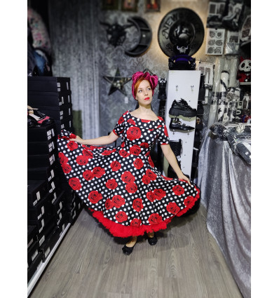 Darlene 50's Style Swing Dress in Rose Polka Dot