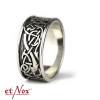 etNox - ring "Black Flower" stainless steel with black stone