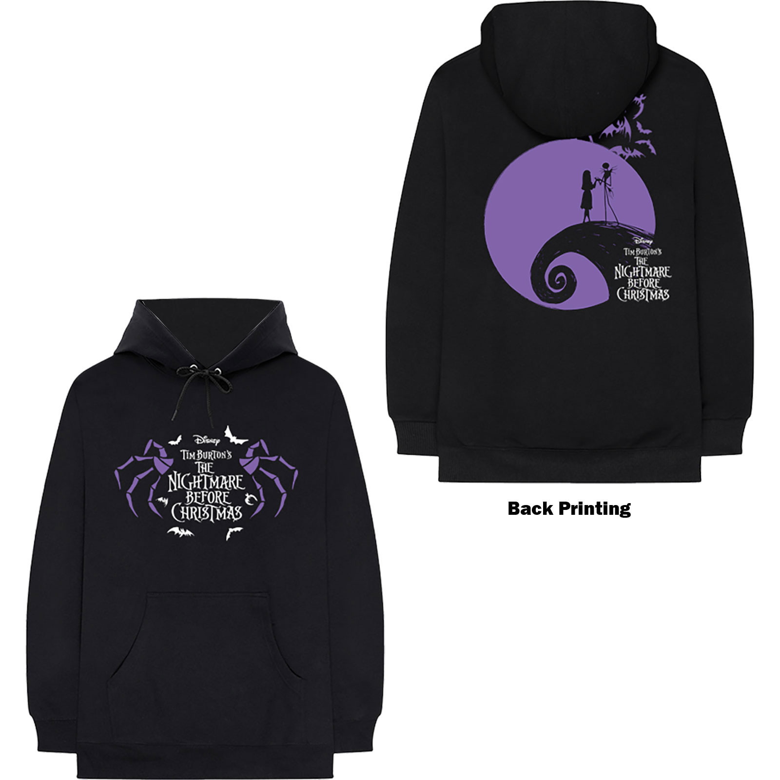 Talla L: Sudadera DISNEY UNISEX PULLOVER HOODIE: THE NIGHT BEFORE CHRISTMAS  MOONLIGHT (BACK PRINT) - Gothic-Zone