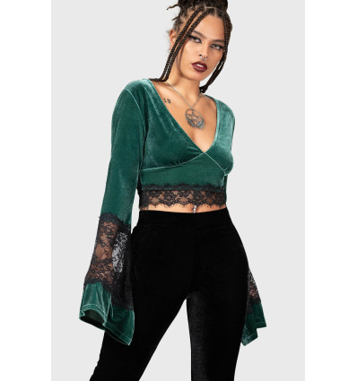 Top crop terciopelo verde Naomi  , Killstar