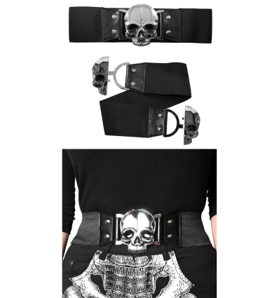 Elastic Waist Belt Skull Black