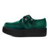 T.U.K. Shoes Green Velvet High Sole Creeper