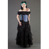 Victorian long gothic skirt in black cotton & black lace overlay