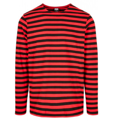 Camiseta manga larga a rayas rojo y negro
