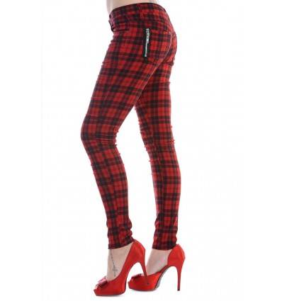 Tartan trousers red blk